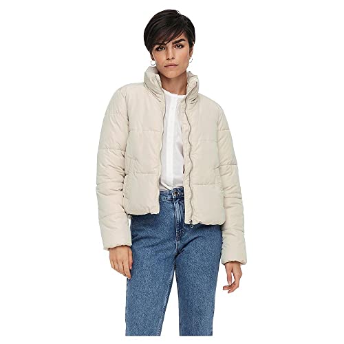 JdY Damen JDYNEWERICA Short Padded Jacket OTW NOOS Steppjacke, Moonbeam/Detail:Silver Zipper, XL von JDY