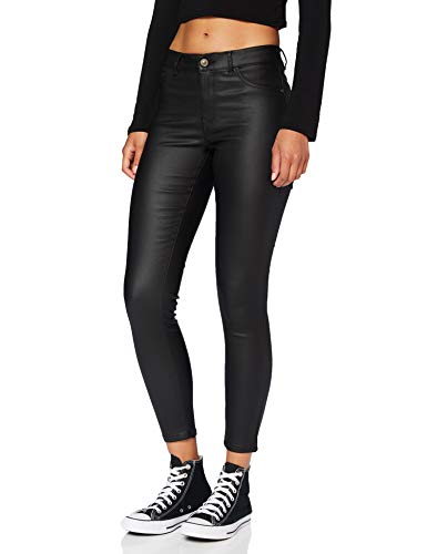 JDY Damen JDYNEWTHUNDER Coated REG SKN PNT NOOS Hose, Black, S / 34 von JdY