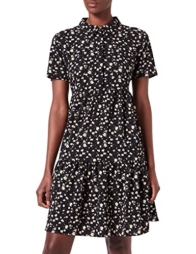 JDY Damen JDYPIPER S/S Shirt Dress WVN NOOS Kleid, Black/AOP:New Wheat and White Tulips, 34 von JdY