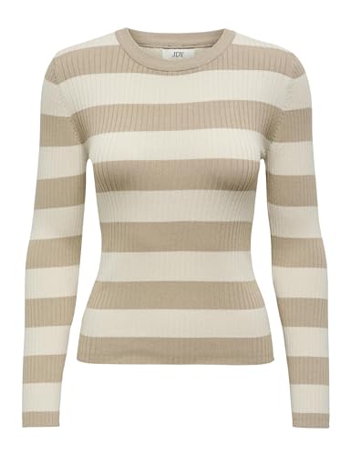 JdY Damen JDYPLUM L/S O-Neck Pullover KNT NOOS Strickpullover, Humus/Stripes:Birch, M von JdY