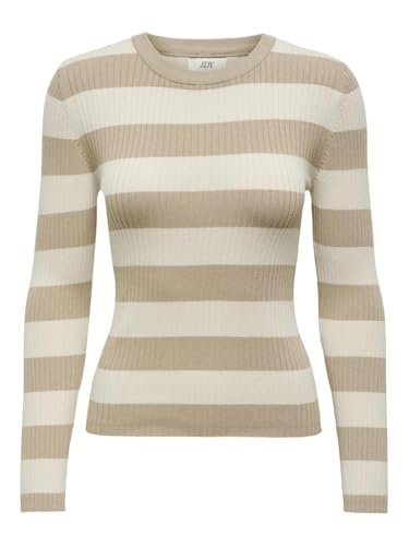 JdY Damen JDYPLUM L/S O-Neck Pullover KNT NOOS Strickpullover, Humus/Stripes:Birch, XXL von JdY