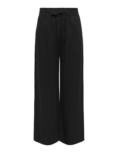 JdY Damen JDYSAY Linen HW Wide Pant WVN NOOS Leinenhose, Black, (L) W x 32L von JDY