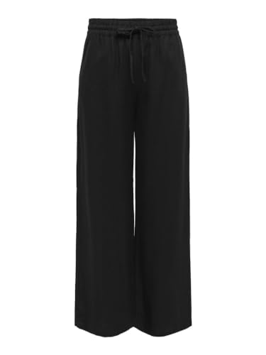 JdY Damen JDYSAY Linen HW Wide Pant WVN NOOS Leinenhose, Black, XL / 32L von JdY