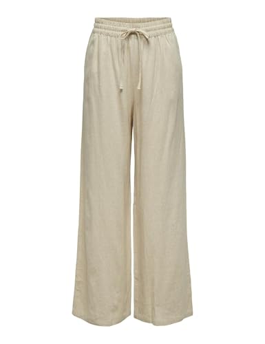 JdY Damen JDYSAY Linen HW Wide Pant WVN NOOS Leinenhose, Oatmeal/Detail:Melange, M / 32L von JdY