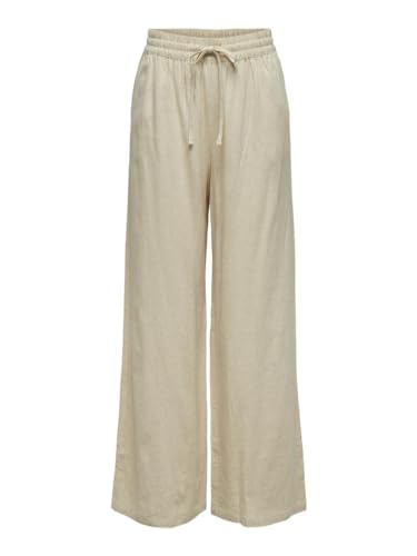 JdY Damen JDYSAY Linen HW Wide Pant WVN NOOS Leinenhose, Oatmeal/Detail:Melange, S x 32L von JdY