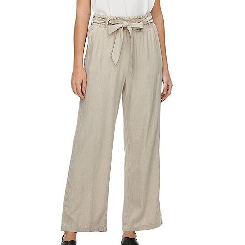 JdY Damen JDYSAY MW Linen Belt Pant WVN NOOS Leinenhose, Oatmeal/Detail:Melange, 40 von JdY