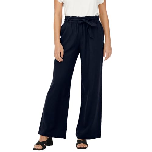 JdY Damen JDYSAY MW Linen Belt Pant WVN NOOS Leinenhose, Sky Captain, 42 von JdY