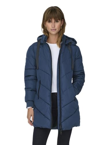 JdY Damen JDYSKYLAR Padded Hood Jacket OTW NOOS Steppmantel, Dark Denim/Detail:Black, S von JdY