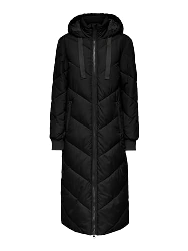 JdY Damen JDYSKYLAR X-Long Padded Jacket OTW HAB Steppmantel, Black/Detail:Black, S von JdY