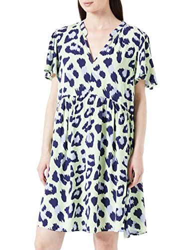 JdY Damen JDYSTARR Life S/S V-Neck Dress WVN NOOS Kleid, Lime Green/AOP:Purple Leo, 36 von JdY