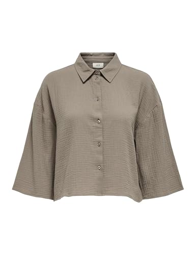 JdY Damen JDYTHEIS 3/4 Crop Shirt WVN Dia NOOS Hemd, Brindle, X-Small von JdY