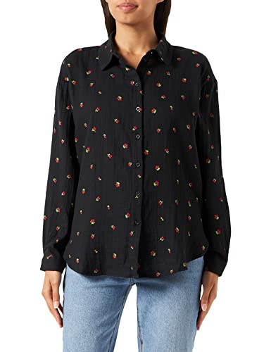 JdY Damen JDYTHEIS L/S Loose Shirt WVN NOOS Hemd, Black/AOP:Cherry, Small von JdY