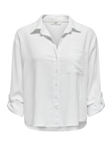 JdY Damen Jdycaya Linen Loose L/S Shirt WVN Dia, Bright White, XX-Large JdY Damen Jdycaya Linen Loose L/S Shirt WVN Dia, Bright White, XX-Large von JdY