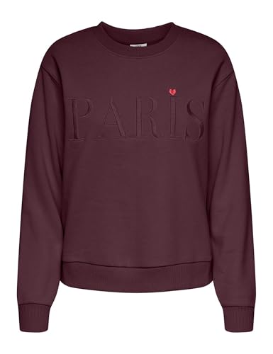 JdY Damen Jdyparis L/S Emb Sweat JRS, Maroon Banner, L von JDY