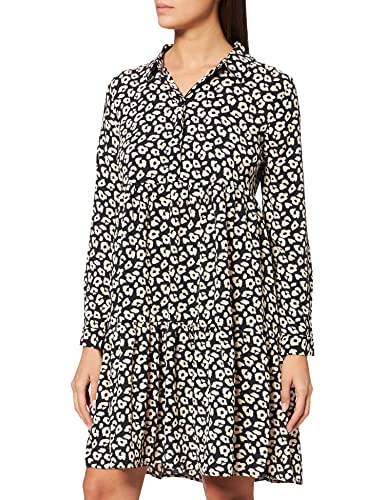 JDY Damen JDYpiper L/S AOP Shirt Dress WVN Noos Kleid, Black/AOP:Tapioca Leo, 34 von JdY