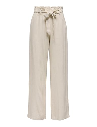 JdY Damen Jdysay Mw Linen Belt Pant WVN Noos Locker Geschnittene Hose, Oatmeal, 34 von JDY