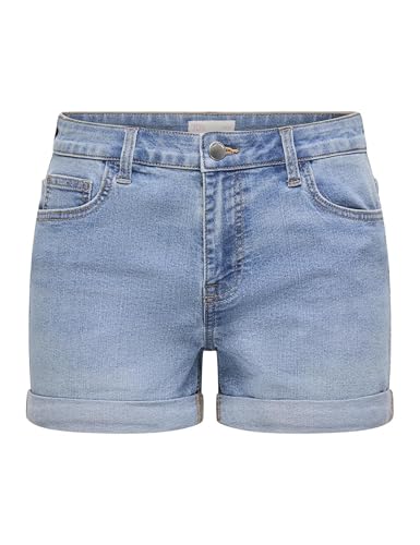 JdY Damen Jeansshorts mit Umschlag und klassischem Five-Pocket-Design, Farben:Blau-3, Größe:XS von JDY