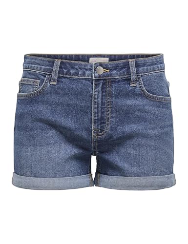 JdY Damen Jeansshorts mit Umschlag und klassischem Five-Pocket-Design, Farben:Dunkelblau, Größe:S von JdY