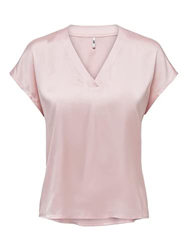 JdY Damen Kurzarm Bluse Lockeres T-Shirt V-Ausschnitt Top Business Oberteil JDYFIFI, Farben:Rosa, Größe:L von JdY