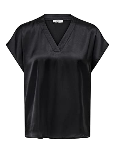 JdY Damen Kurzarm Bluse Lockeres T-Shirt V-Ausschnitt Top Business Oberteil JDYFIFI, Farben:Schwarz-2, Größe:M von JdY