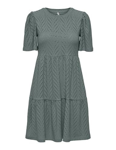 JdY Damen Kurzarm Kleid JDYCarla Cathinka A-Linie mit Lochmuster 15254680 Chinois Green XL von JdY