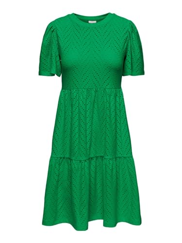 JdY Damen Kurzarm Kleid JDYCarla Cathinka A-Linie mit Lochmuster 15254680 Green Bee L von JdY