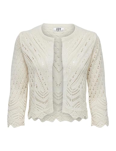 JdY Damen Kurze Struktur Strickjacke Eleganter 3/4 Arm Häkelspitze Cardigan Cropped Knitted JDYSUN, Farben:Gelb, Größe:XXL von JdY