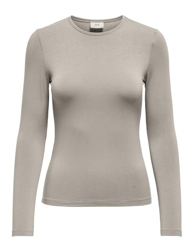 JdY Damen Langarmshirt Slim Fit Rundhals Elegantes Basic Oberteil, Farben:Hellgrau, Größe:S von JdY