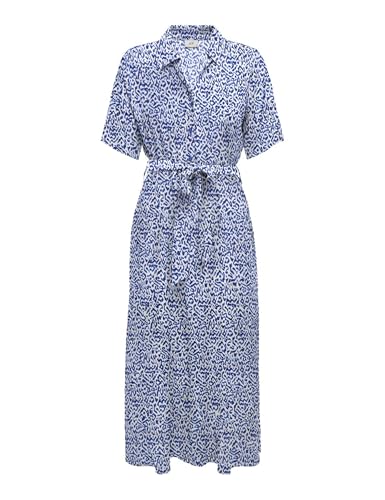 JdY Damen Legeres Hemd Blusenkleid mit Gürtel und Design Muster, Farben:Blau-2, Größe:XL von JdY