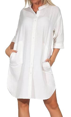 JDY Damen Long Musselin-Bluse JDYTheis Life 3/4-Ärmel Longshirt Oversized 15204625 Snow White 38 von JDY