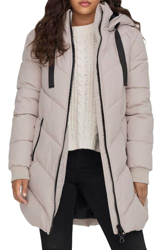 JDY Damen Steppjacke JDYSkylar Padded gesteppter Kurzmantel mit Kapuze 15207784 Chateau Gray/Black XS von JDY