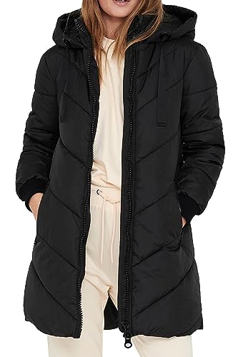 JDY Damen Steppjacke JDYSkylar Padded gesteppter Parka mit Kapuze 15207784 Black/Black S von JDY