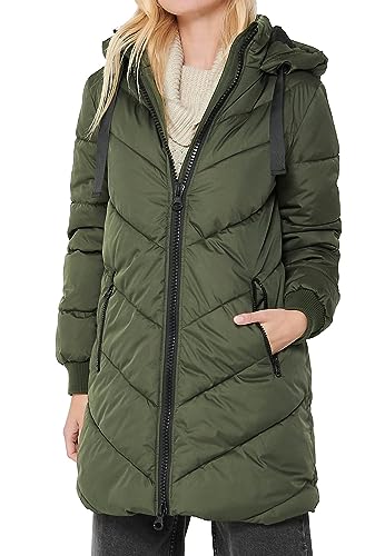 JDY Damen Steppjacke JDYSkylar Padded gesteppter Parka mit Kapuze 15207784 Forest Night/Black XL von JDY