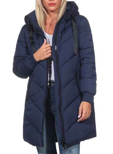 JdY Damen Steppjacke JDYSkylar Padded gesteppter Parka mit Kapuze 15207784 Naval Academy/Black S von JdY