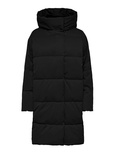 JdY Damen Steppmantel Wattierte Puffer Winter Jacke mit Kapuze Warm Gefüttert JDYMUSTANG, Farben:Schwarz, Größe:M von JdY