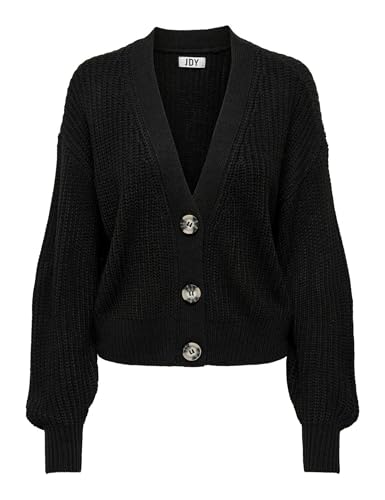 JdY Damen Strickjacke JDYJusty gestrickte Damenjacke Cardigan mit Knopfleiste 15200418 Black XXL von JdY