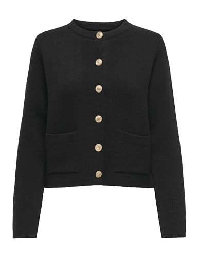 JdY Damen Strickjacke Rundhals Knopfleiste Knit Fit Vielseitig Bequem Cardigan, Farben:Schwarz, Größe:M von JdY