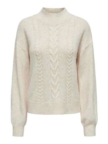 JdY Damen Strickpullover JDYSusanna fein gestrickter Pullover mit Mock-Kragen 15328351 Whitecap Gray Melange M von JdY