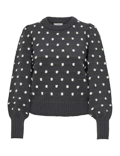 JdY Damen Strickpullover Puffärmel Lange Bündchen Reguläre Passform bequem, Farben:Dunkelgrau, Größe:S von JdY