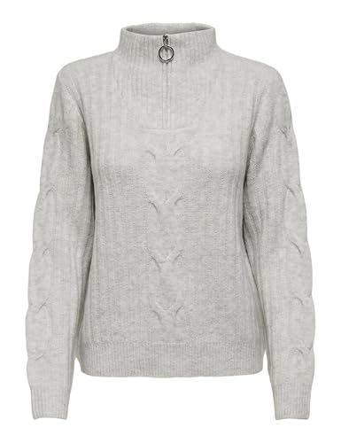 JdY Damen Jdyandrea L/S Zip Cable KNT Strickpullover, Super Light Grey Melange, L EU von JDY