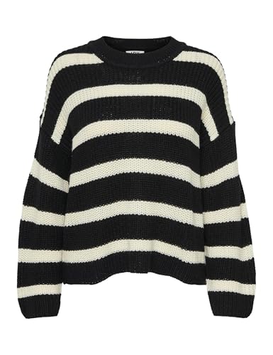 JdY Damen Jdyjusty L/S Stripe KNT Noos Pullover, Black/Stripes:Eggnog, XL EU von JDY