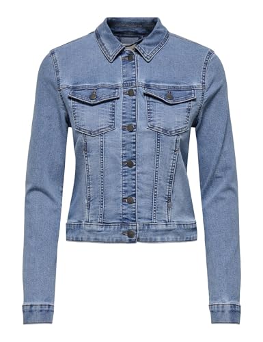 JDY Damen Jeansjacke JDYMoon DNM Mix leichte Übergangsjacke mit Knopfleiste 15346512 Medium Blue Denim L von JDY