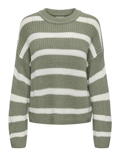 JDY Damen Strick-Pullover JDYJusty gestreifter Damenpullover 15264902 Sea Spray/Eggnog M von JDY