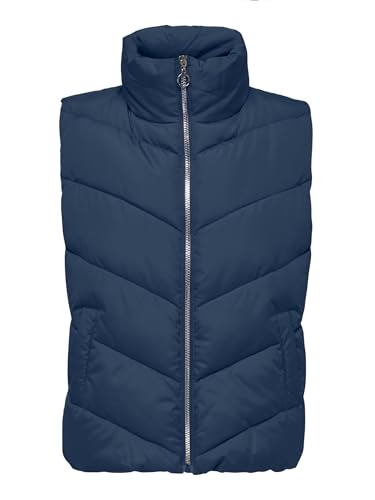 JdY Puffer Weste Wattierte Stepp Übergangsjacke Regular Fit mit Stehkragen & Eingriffstaschen JDYFINNO, Farben:Dunkelblau, Größe:S von JdY