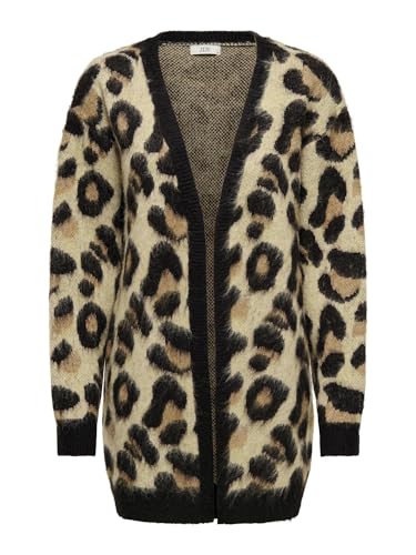 JdY Strickjacke Animal Leoparden Design Langarm Stretch Cardigan Cozy Knitted Jacket JDYLEO, Farben:Braun-2, Größe:M von JDY