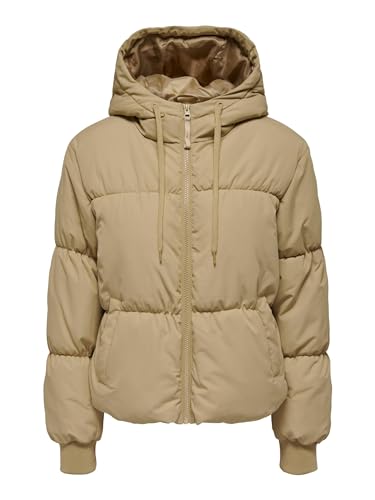 JdY Winter Stepp Jacke mit Kapuze Wattierter Blouson Warm Gefüttert Langarm Puffer Jacket JDYVESPER, Farben:Beige, Größe:L von JdY