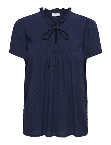 JdY Damen Top Oberteil Rundhals V-Ausschnitt Bluse lockeres Shirt Schleifendetails, Farben:Schwarz-3, Größe:40 von JdY