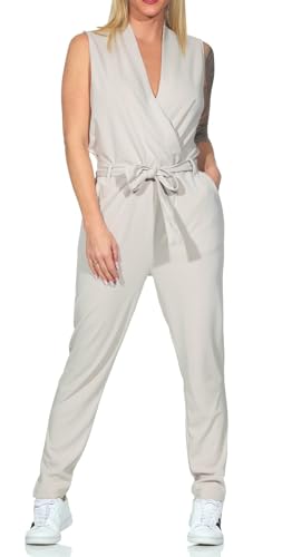 JdY Damen Jumpsuit JDYHoney langer Einteiler Overall ärmellos mit Gürtel 15219960 Chateau Gray M von JdY
