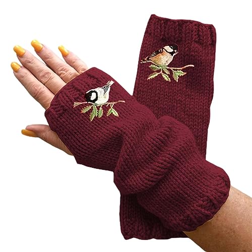 Damen Elegant Handschuhe Fingerlose Handschuhe Thicken Strick Pluswärmer Handstulpen Fäustlinge Frauen Winter Winddichte Radsport Handschuhe Warme Running Handschuhe Lange Stricken Armstulpe von Jdamsixygs