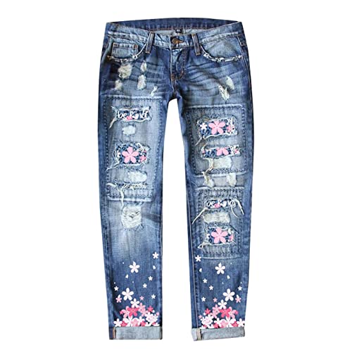 Damen Jeans Sommer Hose Trachtenjeans High Waist Hose Jeans Push Up Bauchweg Jeans Frauen Casual Denim Hosen Gewaschen Jeanshose Boyfriend Pants Arbeitshosen Wanderhose Klassisch Damenhosen Jeanshose von Jdamsixygs